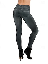 economico Leggings semplici-Per donna Leggings Vacanza Vintage Streetwear Lungo Vita Alta Semplice Stampa Comodo Morbido Confortevole Elasticizzato All'aperto Streetwear Blu Nero Grigio Estate Aderente