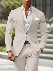 abordables Trajes casuales-Trajes de boda casuales de lino para hombres verde guisante rosa de verano color sólido ajuste estándar 2 piezas de un solo botón