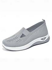 tanie Trampki damskie-Damskie Adidasy Komfortowe buty Na zewnątrz Codzienny Podróże Klin Okrągły palec u nogi Codzienny Wygoda Minimalizm Dzianina Mokasyny Ciemnoszary Czarny Ciemnofioletowy