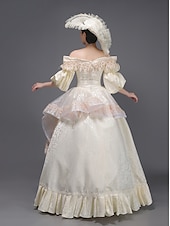 abordables Robes-ancien Rococo Renaissance Maxi Robe Normal Juliette Princesse Mariée Plissé Volanté Princesse Col rond Déguisement Femmes Halloween Carnaval Mascarade Performance Soirée Halloween Adultes Toutes