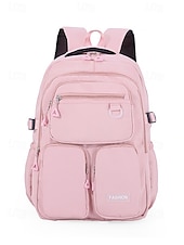 cheap Kids &amp; Teen Backpacks-Women&#039;s Waterproof Nylon Campus Backpack with Multi-Pocket Storage - Lightweight Large Capacity College Bag for Teens to School and Daily Commuting