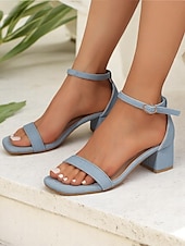 abordables Sandales de Robe-Sandales à talons compensés en daim nude pour femmes avec bride à la cheville - Chaussures habillées minimalistes à bout ouvert pour les rendez-vous décontractés et les sorties estivales