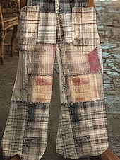 economico Tuta-Per donna Normale Tuta Casual Plaid Senza Maniche Gamba larga Girocollo Patchwork Streetwear Quotidiano Vestibilità regolare Bianco Estate