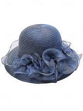 abordables Chapeaux pour femmes-Chapeau de paille élégant à large bord pour femme avec des accents de ruban et de perles, parfait pour les fêtes de jardin d&#039;été, les événements en plein air et les mariages