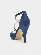 olcso Koktél-női elefántcsont színű szatén slingback magassarkú nyitott orrú és tűsarkú cipőkkel - elegáns koktélparti cipők különleges alkalmakra