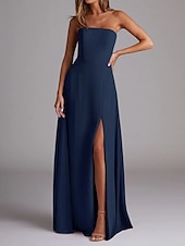 economico Abiti da damigella-Abito da damigella a trapezio, scollo a V, maniche lunghe, elegante, strascico a ruota in chiffon con pieghe e volant 2025
