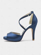 olcso Koktél-női elefántcsont színű szatén slingback magassarkú nyitott orrú és tűsarkú cipőkkel - elegáns koktélparti cipők különleges alkalmakra