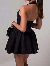 preiswerte Abschlusskleider-Damen Minikleid Weißes Kleid Abschlusskleid Partykleid Cocktailkleid Mode Party Date Teegesellschaft Normale Passform Einfach Ärmellos Neckholder Schwarz Weiß Wein Sommer