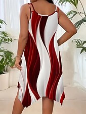 abordables Vestidos casuales con flores-Mujer Vestido Midi VESTIDO CAMISA Casual Holgado Graphic Sin Mangas Cuello Barco Rojo Verano
