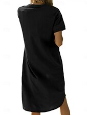 abordables Robe blanche-Femmes Robe Midi Robe Décontractée Robe d&#039;été Mode Moderne Quotidien Week-end Coupe régulière Uni Manche Courte Col ras du cou Noir Blanche Rouge Vert foncé Été