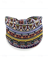 billige Hårtilbehør for kvinner-Fargerike boho twist-pannebånd for kvinner – myke, elastiske og brede hårbånd for yoga, festivaler og fritidsklær