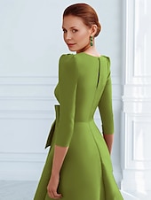 preiswerte Cocktailkleider-A-Linie Cocktailkleider Elegantes Kleid Formal Knöchellang 3/4-Ärmel V-Ausschnitt Tasche mit Schleife(n) Rüschendresses
