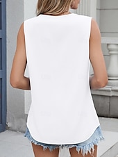 ieftine Top simplu-Pentru femei Camisole Tank Top Culoare solidă Zilnic Casual Fără manșon În V Topuri obișnuite Zilnic Bufantă Negru Alb Albastru piscină Fucsia Vară