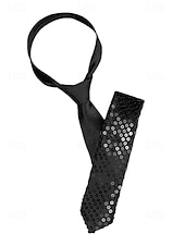 abordables Cravates et nœuds papillon pour hommes-Cravate de soirée à paillettes pour homme – cravate réglable en satin scintillant pour bal, danse, représentation sur scène, discothèque et événements costumés