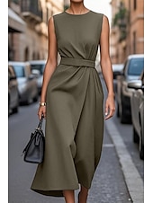 ieftine Rochie neagră casual-Pentru femei Rochii Midi Rochie casual Rochie Tip Maieu Rochie de vară Modă Modern Zilnic Dată Sfârșit de săptămână Fit regulat Culoare pură Fără manșon Stil Nautic Negru Mov Fucsia Maro Vară