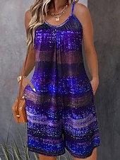 billiga casual jumpsuits-Dam Vanligt Sparkbyxor Ledigt Färgblock Ärmlös V-hals Ficka Gata Utekväll Normal Gul Rubinrött Marinblå Sommar