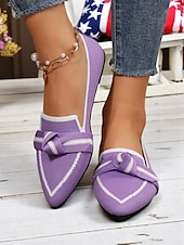 economico Ballerine da donna-scarpe basse in maglia patriottiche da donna – scarpe basse a punta con fiocco per il giorno dell&#039;indipendenza, picnic estivi e abbigliamento casual