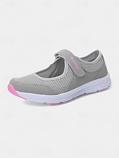 cheap Women's Sneakers-Women's Breathable Mesh Walking Shoes with Magic Tape Strap – Lightweight Athletic Flats, Great for Outdoor Fitness, Travel Hikes, Casual Errands &amp; Active Lifestyles