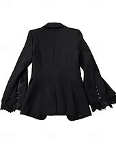 abordables Costumes-pantalons pour maman-Combinaison ivoire  ensemble de pantalon pour mère de la mariée ensemble blazer élégant vintage simple décolleté V col longueur cheville en crêpe à manches longues avec fente et bord scallopé en