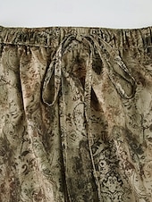 billiga Grafiska kjolar-Dam Kjol Volang kjol Mode Boho Maxi Mellanhög midja Kjolar Blommig Volang Mönster Microelastisk Semester Gata Brun Sommar Polyester
