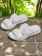 voordelige Slide Sandalen-Flyknit sportsandalen voor dames – lichtgewicht grijze mesh slippers, flexibele zool, perfect voor tuinieren en dagelijkse wandelingen