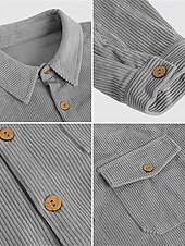 baratos Casacos &amp; Sobretudos para Homem-Homens Jaqueta de Camisa Jaqueta de Transição Diário Leve Bolsos Primavera Outono Tecido Casual Lapela Padrão Adamascado Preto Cinzento Casaco