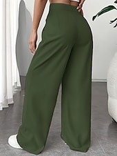 economico gamba larga e vita alta-Per donna Gamba larga Pantaloni Eleganti Pantaloni Elegante Lunghezza intera Naturale Semplice Tasca Comodo All&#039;aperto Confortevole All&#039;aperto Ferie Weekend Verde mela Vinaccia Verde translucido