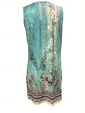 ieftine Rochii Boho-Pentru femei Rochie Mini Rochie florala Rochie Boho Rochie imprimata Clasic Modern Vacanță Zilnic Concediu Fit regulat Floare Fără manșon În V Albastru Deschis Vară