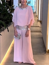 abordables Ensembles chemisiers pour femmes-Ensembles de pantalons de mode 2 pièces pour femmes vêtements de rue quotidiens manches 3/4 col rond couleur unie sequins patchwork décontracté quotidien noir blanc rose été coupe régulière