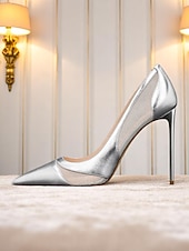 abordables cocktail-Escarpins à bout pointu en daim nude pour femmes avec détails en maille, chaussures à talons aiguilles hauts pour cocktails et occasions formelles