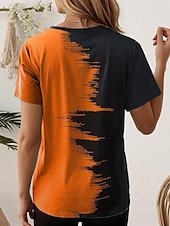abordables T-shirt rayé et géométrique-Femmes T-shirt Graphique Géométrique Dégradé de couleur ancien Élégant Moderne Manche Courte Col en V Hauts Réguliers Quotidien Imprimé Blanche Jaune Rouge Bleu Violet Été Printemps