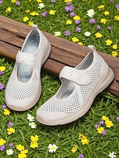 Χαμηλού Κόστους Γυναικεία Sneakers-Γυναικεία αναπνεύσιμα παπούτσια πεζοπορίας από πλέγμα – ελαφριά αθλητικά αθλητικά παπούτσια με velcro για άσκηση σε εξωτερικούς χώρους, ταξίδια και καθημερινή άνεση