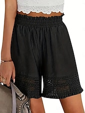 economico Pantaloncini Bermuda-Per donna Chinos Shorts Vacanza Moda Streetwear Corto Vita Alta Semplice Pizzo Tasca Fascia Elastica Comodo Morbido Confortevole Micro-elastico All&#039;aperto Streetwear Quotidiano Blu scuro Aalbicocca