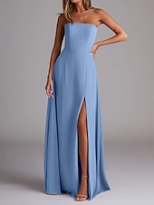economico Abiti da damigella-Abito da damigella a trapezio, scollo a V, maniche lunghe, elegante, strascico a ruota in chiffon con pieghe e volant 2025