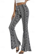 cheap Wide Leg &amp; High Waisted-Women&#039;s Bell Bottom Slacks Fashion Boho Full Length Natural Flower Elastic Waist Printing Outdoor Comfortable Holiday Going out Magenta Orange red Black Pink Summer Regular Fit
