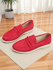 abordables Chaussures sans lacet et mocassins femme-Mocassins en simili-daim pour femme – style classique et polyvalent pour les promenades au bord du lac, les journées décontractées au bureau et les sorties du week-end