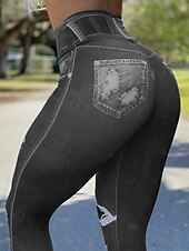 billiga Blå 3D-utskrift-Damleggings byxor 3D-print chinos semester retro mode hel längd hög midja grafisk tryck bekväm mjuk komfortabel stretchig utomhus gatan svart mörk marinblå grå sommar slim fit