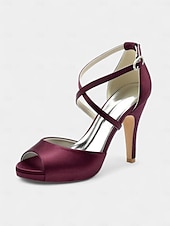 olcso Koktél-női elefántcsont színű szatén slingback magassarkú nyitott orrú és tűsarkú cipőkkel - elegáns koktélparti cipők különleges alkalmakra