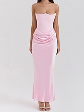 abordables Robes de Diplôme-Femmes Robe Longue Maxi Robe Robe Blanche Robe de remise des diplômes Robe de Bal Robe de Soirée Élégant Mode Soirée Occasion Spéciale Coupe régulière Uni Sans manches Sans bretelles Noir Blanche