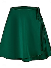 abordables Jupes unies-Jupe femme A ligne Couleur unie Mode Décontractée Mini Jupe taille haute Uni Plissé Micro-élastique Street Daily Noir Champagne Marron Vert Été Satin
