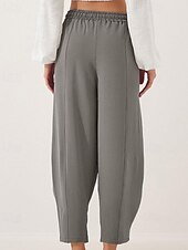 Недорогие широкие ноги и высокая талия-Жен. Брюки Мода Уличный стиль Полная длина Средняя талия Полотняное плетение Карман Эластичный шнурок На открытом воздухе Удобный на открытом воздухе Отпуск