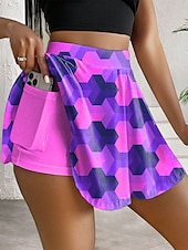 billiga Grafiska kjolar-Dam Smal Mode Ledigt Mini Hög midja Kjolar Grafisk Geometrisk Elastisk Dagligen Rodnande Rosa Blå Orange Sommar Stickat Polyester