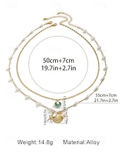 cheap Women&#039;s Necklace-Women&#039;s Summer Beach Necklace with Pearl, Shell and Starfish Charms – Gold-Plated Layered Necklace for Vacation, Casual Outfits and Special Occasions