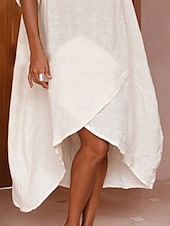 abordables Robes-Femmes Robe Midi Robe trapèze Robe d&#039;été Occasionnel Quotidien Coupe Ample Uni Manche 3/4 Encolure en V Blanche Violet Vert Vert Véronèse Été