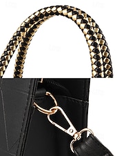 levne Kabelky a tote tašky-Dámská kabelka z umělé kůže s perlovým přívěskem – elegantní geometrické horní ucho a crossbody kabelka do kanceláře, na každodenní dojíždění a formální příležitosti