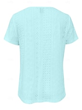 preiswerte Einfarbiges T-Shirt-Damen T Shirt Einfarbig Elegant Stilvoll Basic Kurzarm Quadrathals Normale Oberteile Täglich Schwarz Weiß Rosa Blau Purpur Sommer Frühling