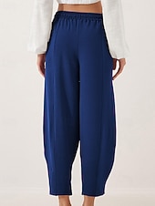 Недорогие широкие ноги и высокая талия-Жен. Брюки Мода Уличный стиль Полная длина Средняя талия Полотняное плетение Карман Эластичный шнурок На открытом воздухе Удобный на открытом воздухе Отпуск