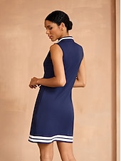 cheap Golf Dresses-Women&#039;s Golf Dress Navy Blue Sleeveless Dress Ladies Golf Attire Clothes Outfits Wear Apparel
