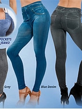 economico Leggings semplici-Per donna Leggings Vacanza Vintage Streetwear Lungo Vita Alta Semplice Stampa Comodo Morbido Confortevole Elasticizzato All'aperto Streetwear Blu Nero Grigio Estate Aderente