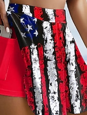 billige Uavhengighetsdag-Kvinners patriotiske skjørt mote uformell mini høy midje skjørt grafikk stretchy daglig svart rød blå sommer polyester